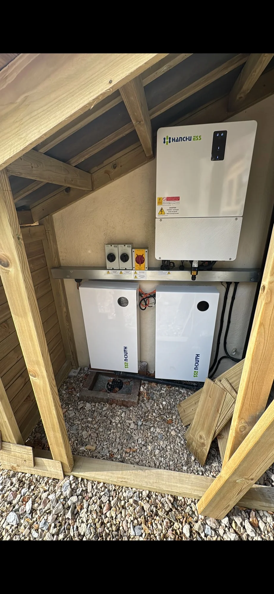 Home battery mounted in a loft space