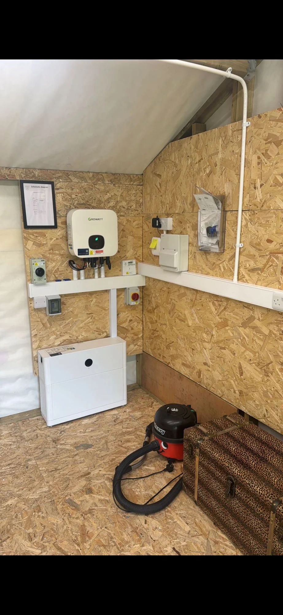 Wall-mounted inverter in a garage